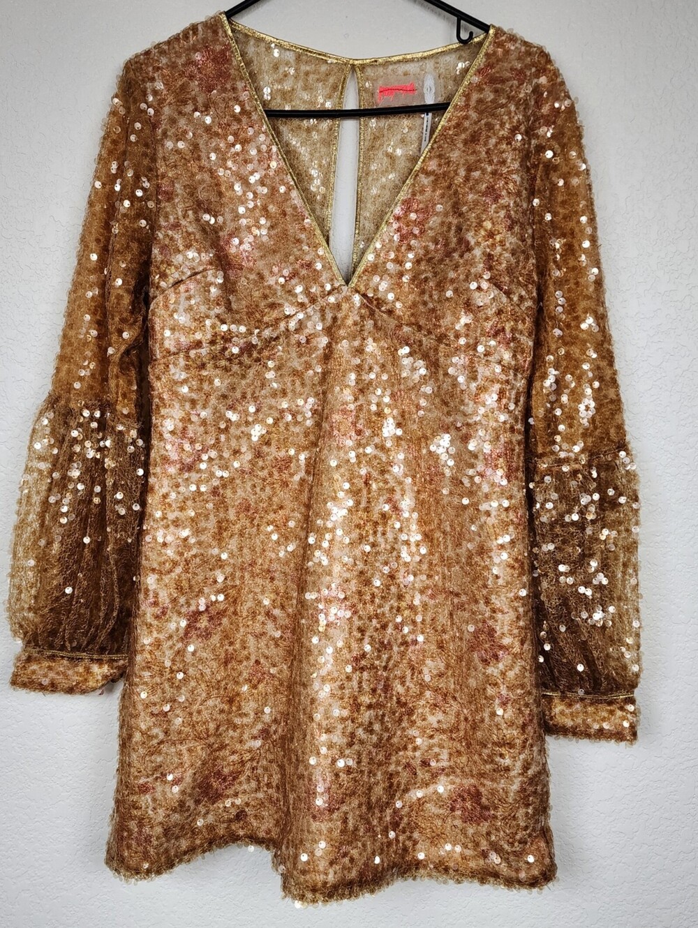 Free People $300 Gold Sequin Size 10 Dress